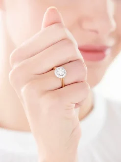 Pierścionek z żółtego i białego złota z brylantami - 0,52 ct - próba 585