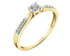 Pierścionek z żółtego i białego złota z diamentami - 0,14 ct - próba 585