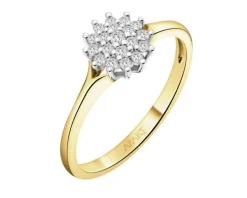 Pierścionek z żółtego i białego złota z brylantami - 0,15 ct - próba 585