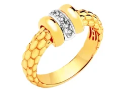 Pierścionek z żółtego i białego złota z brylantami - 0,05 ct - próba 750