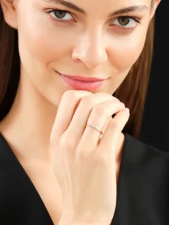 Pierścionek z żółtego i białego złota z brylantem - 0,03 ct - próba 585