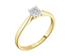 Pierścionek z żółtego i białego złota z brylantami - 0,21 ct - próba 585