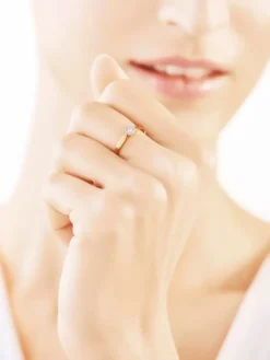 Pierścionek z żółtego i białego złota z brylantami - 0,21 ct - próba 585