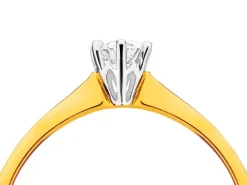 Pierścionek z żółtego i białego złota z brylantem - SI2/H-I - 0,23 ct - próba 585