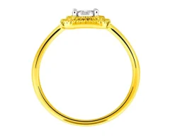 Pierścionek z żółtego i białego złota z diamentami - 0,23 ct - próba 585
