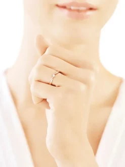 Pierścionek z żółtego i białego złota z brylantem - 0,04 ct - próba 585