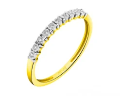 Pierścionek z żółtego i białego złota z brylantami - 0,06 ct - próba 585