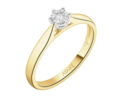 Pierścionek z żółtego i białego złota z brylantami - 0,06 ct - próba 750