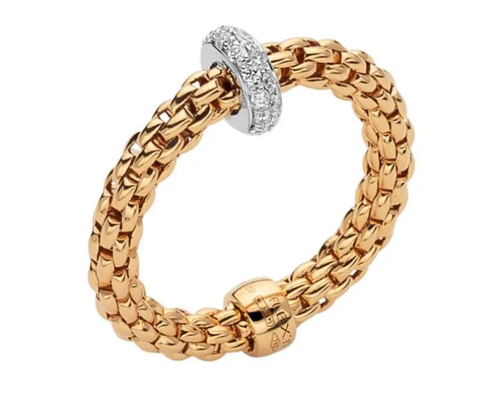 Pierścionek z żółtego i białego złota z brylantami - 0,18 ct - próba 750