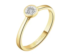Pierścionek z żółtego i białego złota z brylantem - 0,08 ct - próba 585
