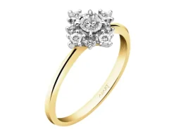 Pierścionek z żółtego i białego złota z diamentami - 0,08 ct - próba 585