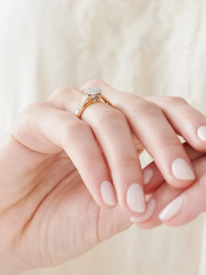 Pierścionek z żółtego i białego złota z brylantami - 0,61 ct - próba 585