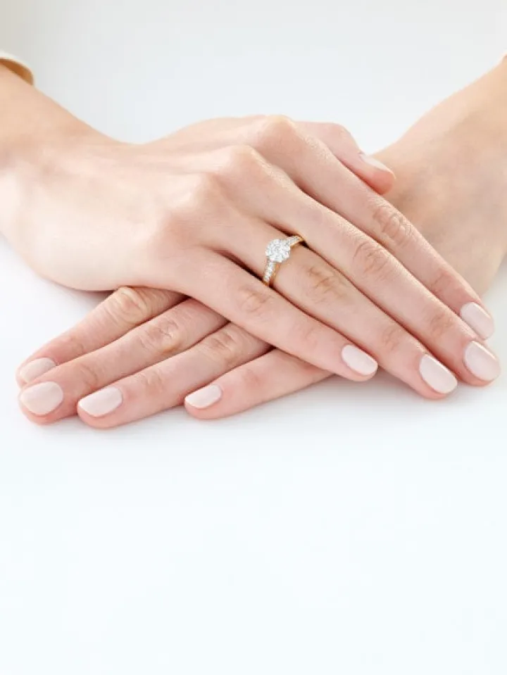 Pierścionek z żółtego i białego złota z brylantami - 0,61 ct - próba 585