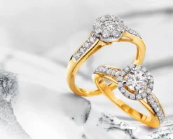 Pierścionek z żółtego i białego złota z brylantami - 0,61 ct - próba 585