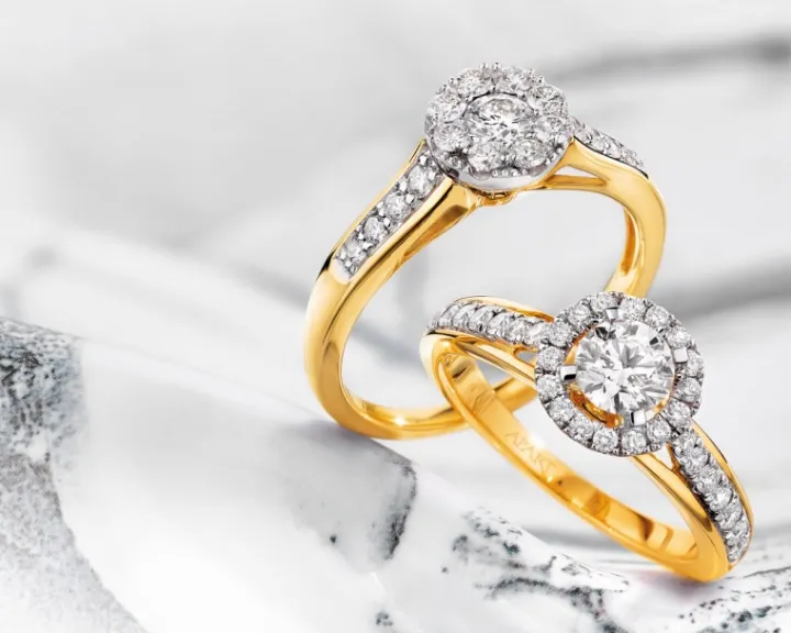 Pierścionek z żółtego i białego złota z brylantami - 0,61 ct - próba 585