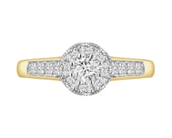 Pierścionek z żółtego i białego złota z brylantami - 0,61 ct - próba 585