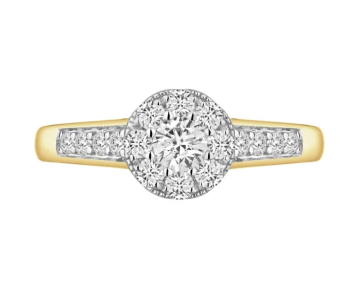 Pierścionek z żółtego i białego złota z brylantami - 0,61 ct - próba 585