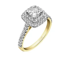 Pierścionek z żółtego i białego złota z diamentami - SI1/H - 1,00 ct - próba 585