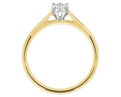 Pierścionek z żółtego i białego złota z brylantem - 0,05 ct - próba 750