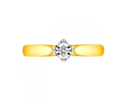 Pierścionek z żółtego i białego złota z brylantem - 0,03 ct - próba 750