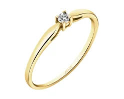 Pierścionek z żółtego i białego złota z brylantem - 0,01 ct - próba 375