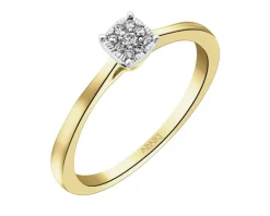 Pierścionek z żółtego i białego złota z brylantami - 0,04 ct - próba 375