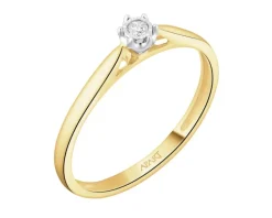 Pierścionek z żółtego i białego złota z brylantem - 0,03 ct - próba 375