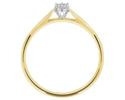 Pierścionek z żółtego i białego złota z brylantem - 0,03 ct - próba 375