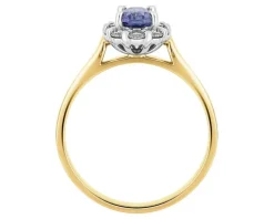 Pierścionek z żółtego i białego złota z brylantami i tanzanitem - próba 585