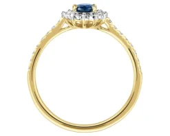 Pierścionek z żółtego i białego złota z diamentami i szafirem - próba 585