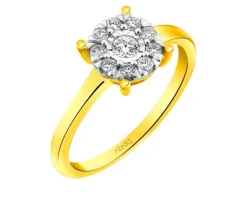 Pierścionek z żółtego i białego złota z brylantami - 0,25 ct - próba 585