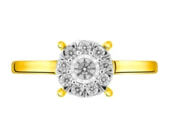 Pierścionek z żółtego i białego złota z brylantami - 0,25 ct - próba 585