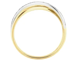Pierścionek z żółtego i białego złota z diamentami - 0,04 ct - próba 585