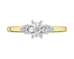 Pierścionek z żółtego i białego złota z brylantami - 0,10 ct - próba 585