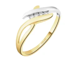 Pierścionek z żółtego i białego złota z brylantami - 0,07 ct - próba 585