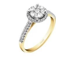 Pierścionek z żółtego i białego złota z brylantami - 0,34 ct - próba 585