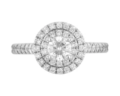 Pierścionek z żółtego i białego złota z brylantami - SI2/H - 1,03 ct - próba 585