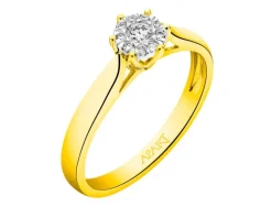 Pierścionek z żółtego i białego złota z brylantami - 0,15 ct - próba 585
