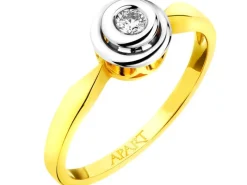 Pierścionek z żółtego i białego złota z brylantami i szafirem - próba 585