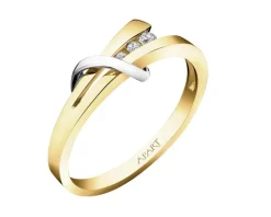 Pierścionek z żółtego i białego złota z brylantami - 0,05 ct - próba 585