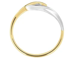 Pierścionek z żółtego i białego złota z brylantem - 0,07 ct - próba 585