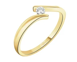 Pierścionek z żółtego i białego złota z brylantem - 0,03 ct - próba 375