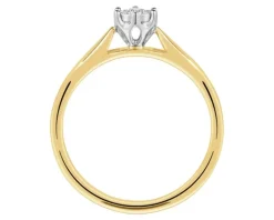 Pierścionek z żółtego i białego złota z brylantem - 0,10 ct - próba 750