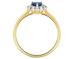 Pierścionek z żółtego i białego złota z diamentami i szafirem - próba 585