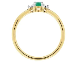 Pierścionek z żółtego i białego złota z brylantami i szmaragdem - próba 585