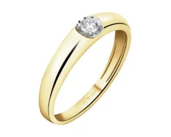 Pierścionek z żółtego i białego złota z brylantem - 0,08 ct - próba 585