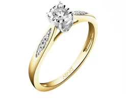 Pierścionek z żółtego i białego złota z brylantami - serce - 0,14 ct - próba 585