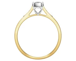 Pierścionek z żółtego i białego złota z brylantami - serce - 0,14 ct - próba 585