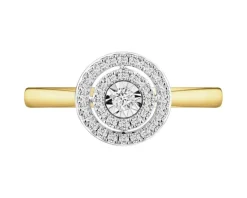 Pierścionek z żółtego i białego złota z diamentami - 0,20 ct - próba 585