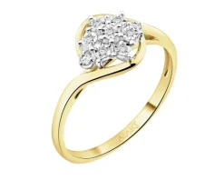 Pierścionek z żółtego i białego złota z brylantami - 0,05 ct - próba 375